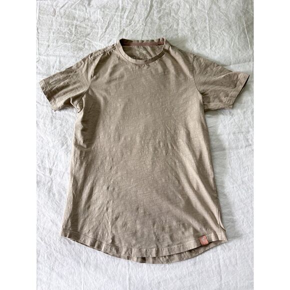 Free Planet Tops - Free Planet Organic Cotton Slub Tee Beige Crew Neck Short Sleeve Size S Casual